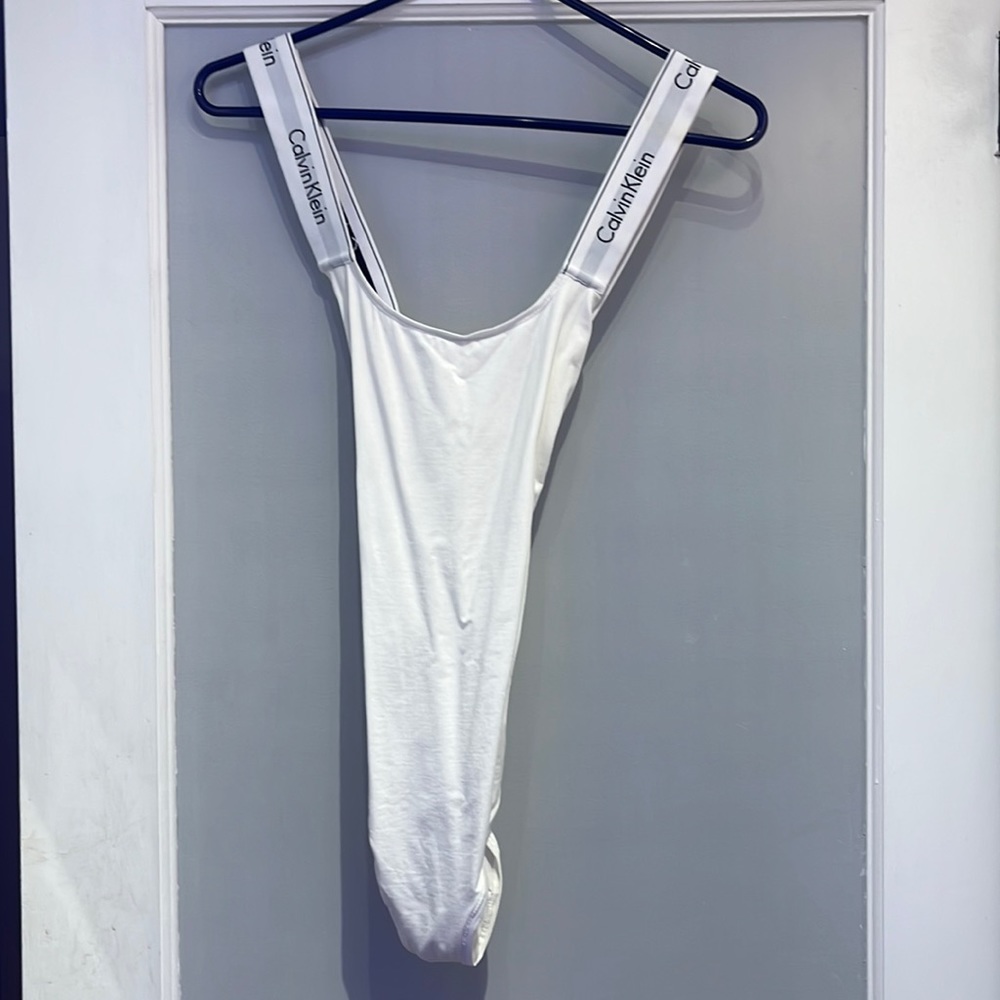 White Calvin Klein Crisscross straps bodysuit